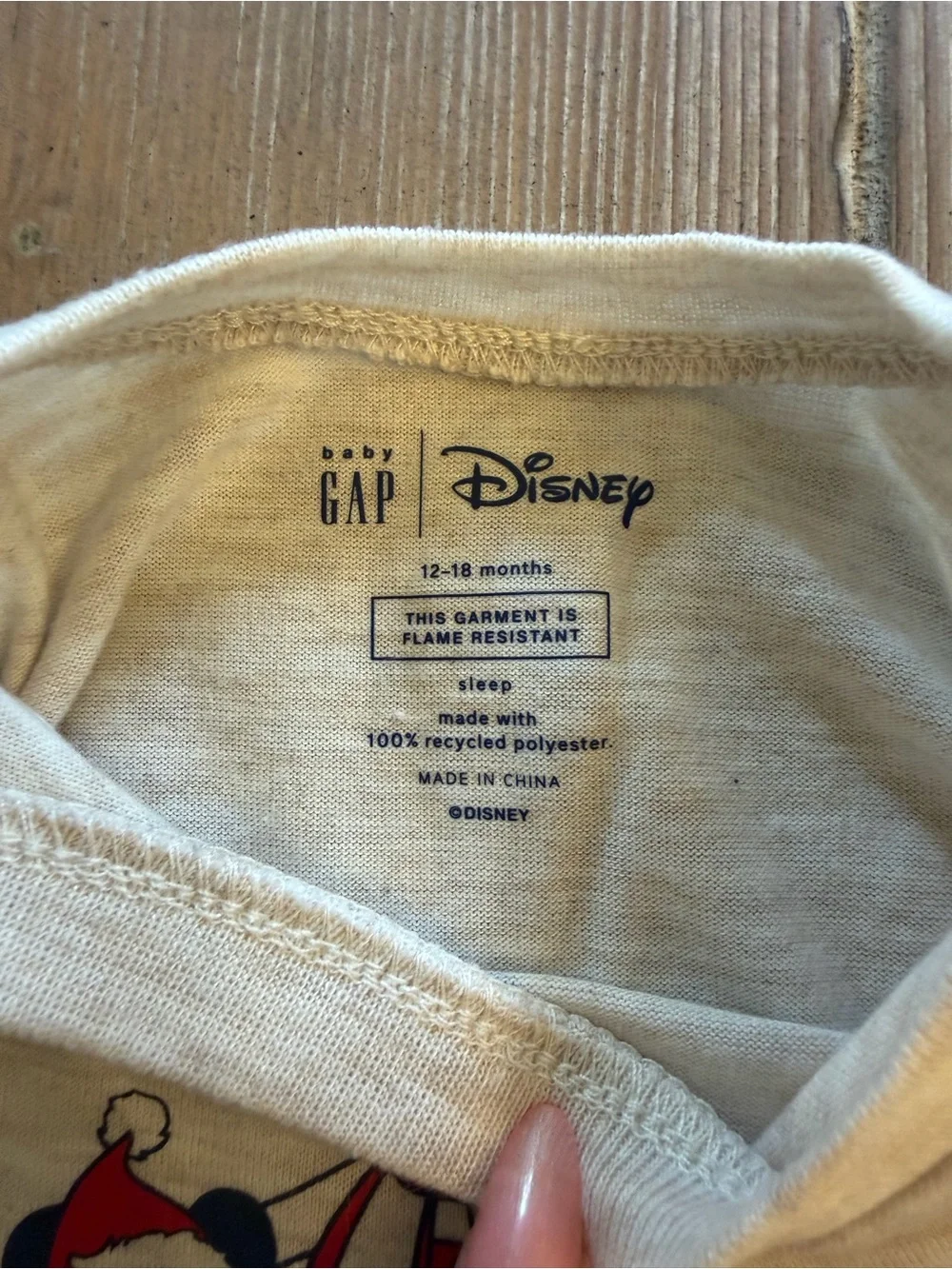 GAP Cream Long-Sleeve 'Happy' Graphic Top with Red & Navy Accents